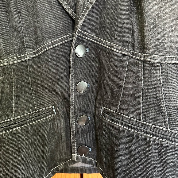 DKNY 00s Denim Cotton Blazer Jacket - Picture 6 of 12